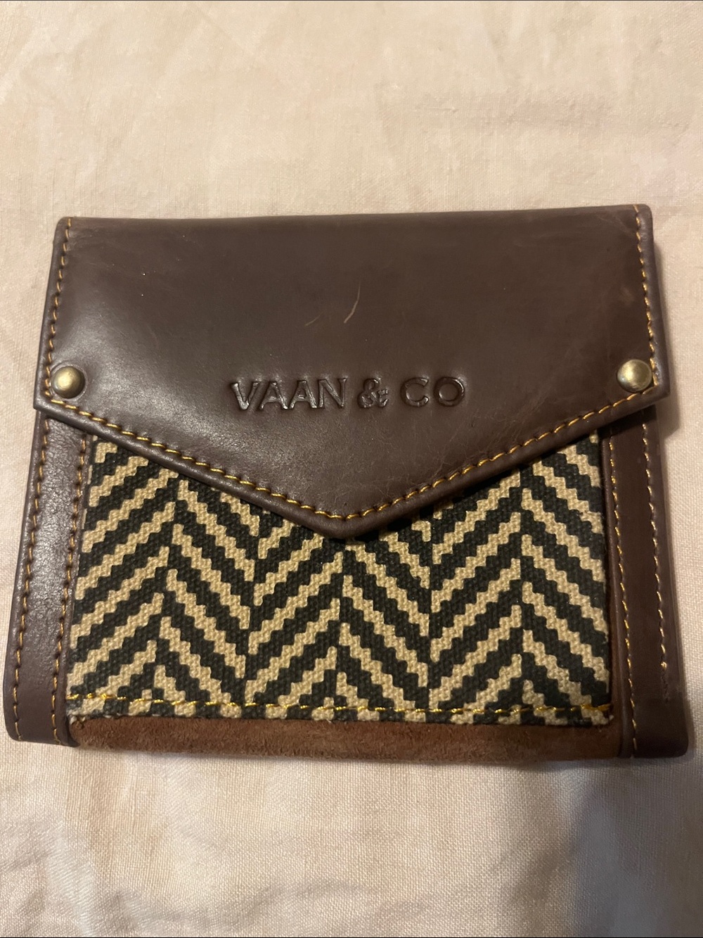 Brown Leather Chevron Wallet